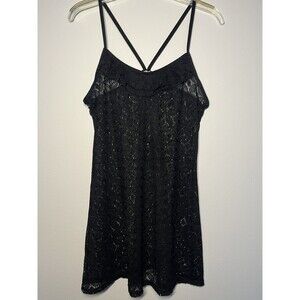 Etoile Black Lace Slip Dress Chemise Babydoll Y2K Whimsigoth Goth Mini S